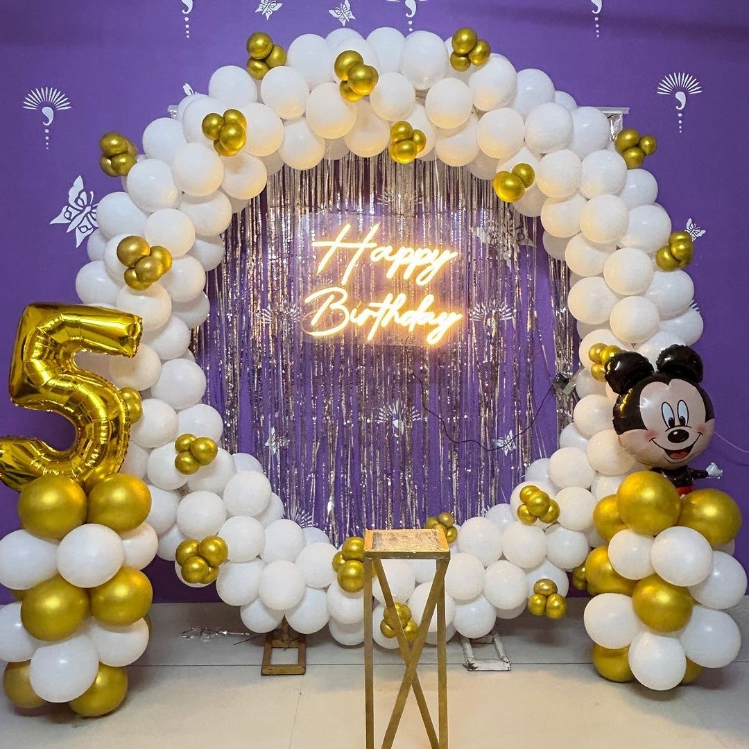 White Gold Ring Theme Birthday Decoration