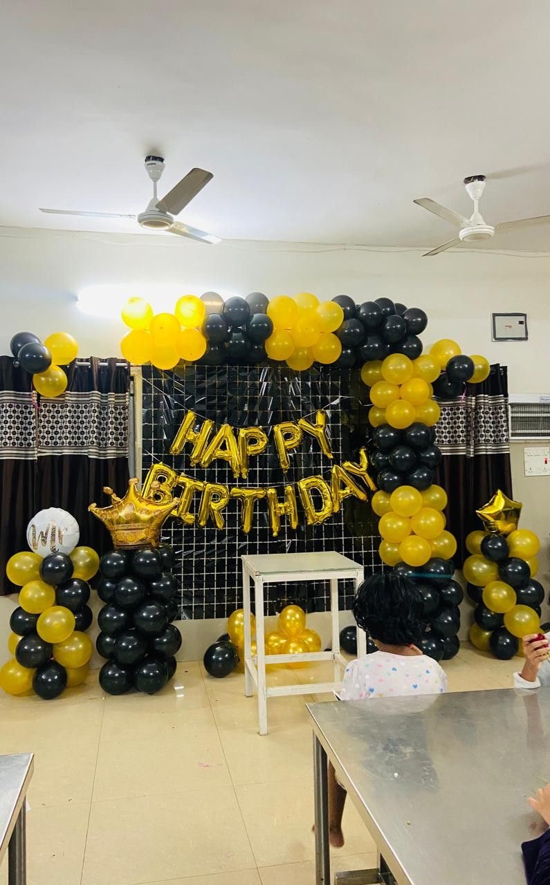 Yellow Black Home Birthday Decoration