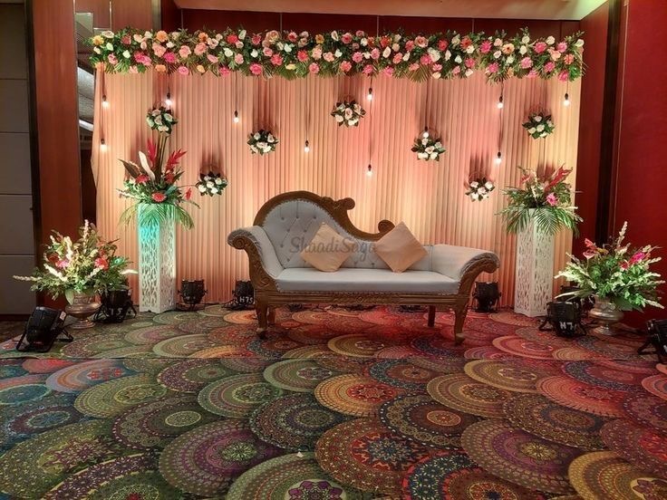 White Green Floral Ring Engagement Stage