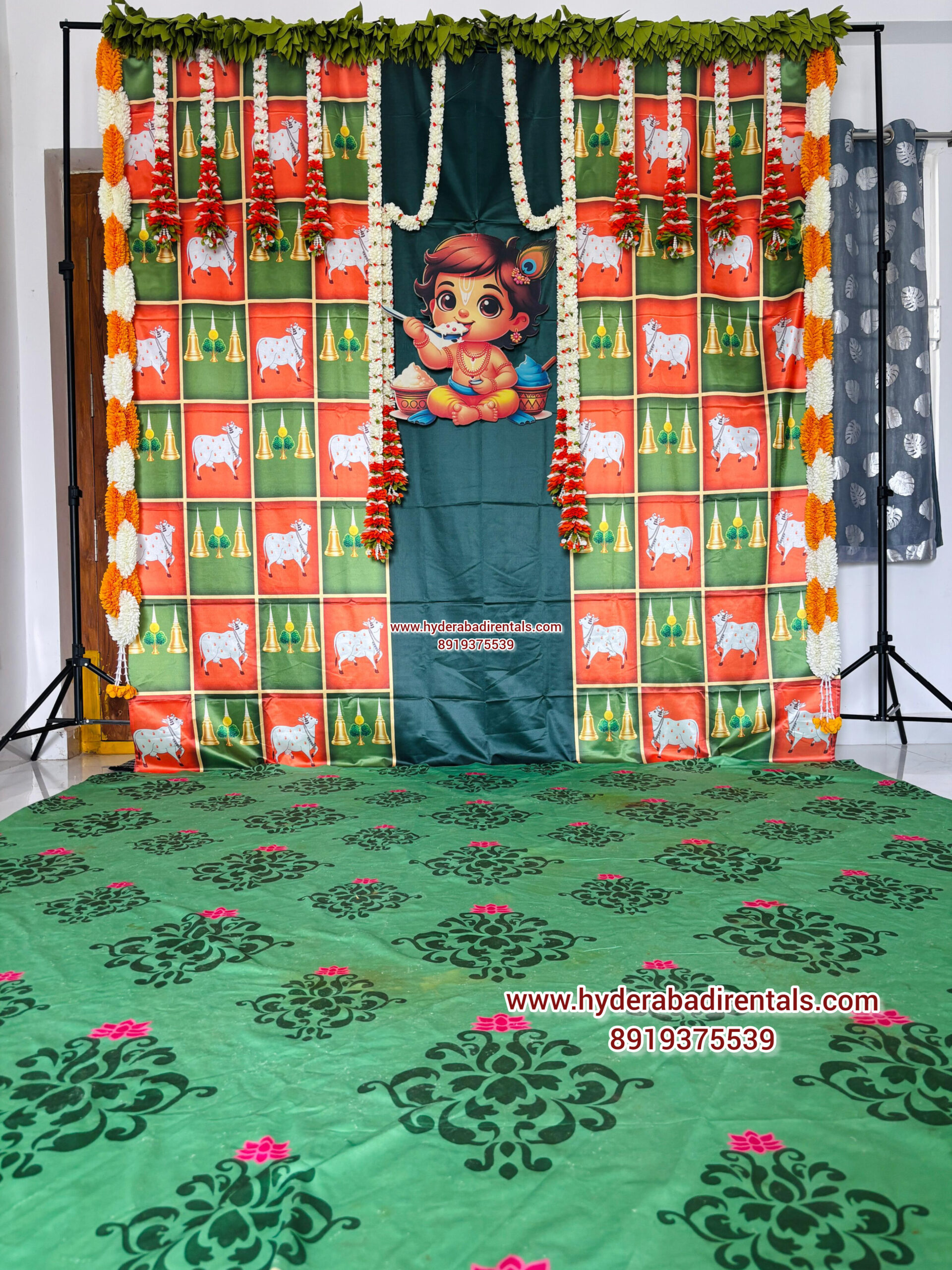 Baby Krishna Cradle Ceremony Backdrop Rental Hyderabad
