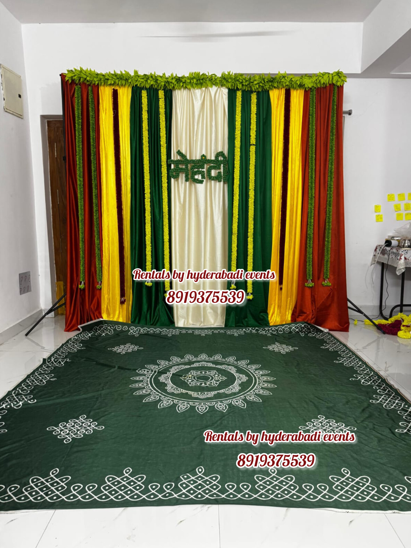 Traditional Mehendi Ceremony Backdrop Rental Hyderabad