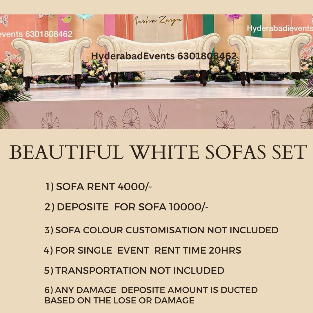 Pure White Sofas Set Rent Available