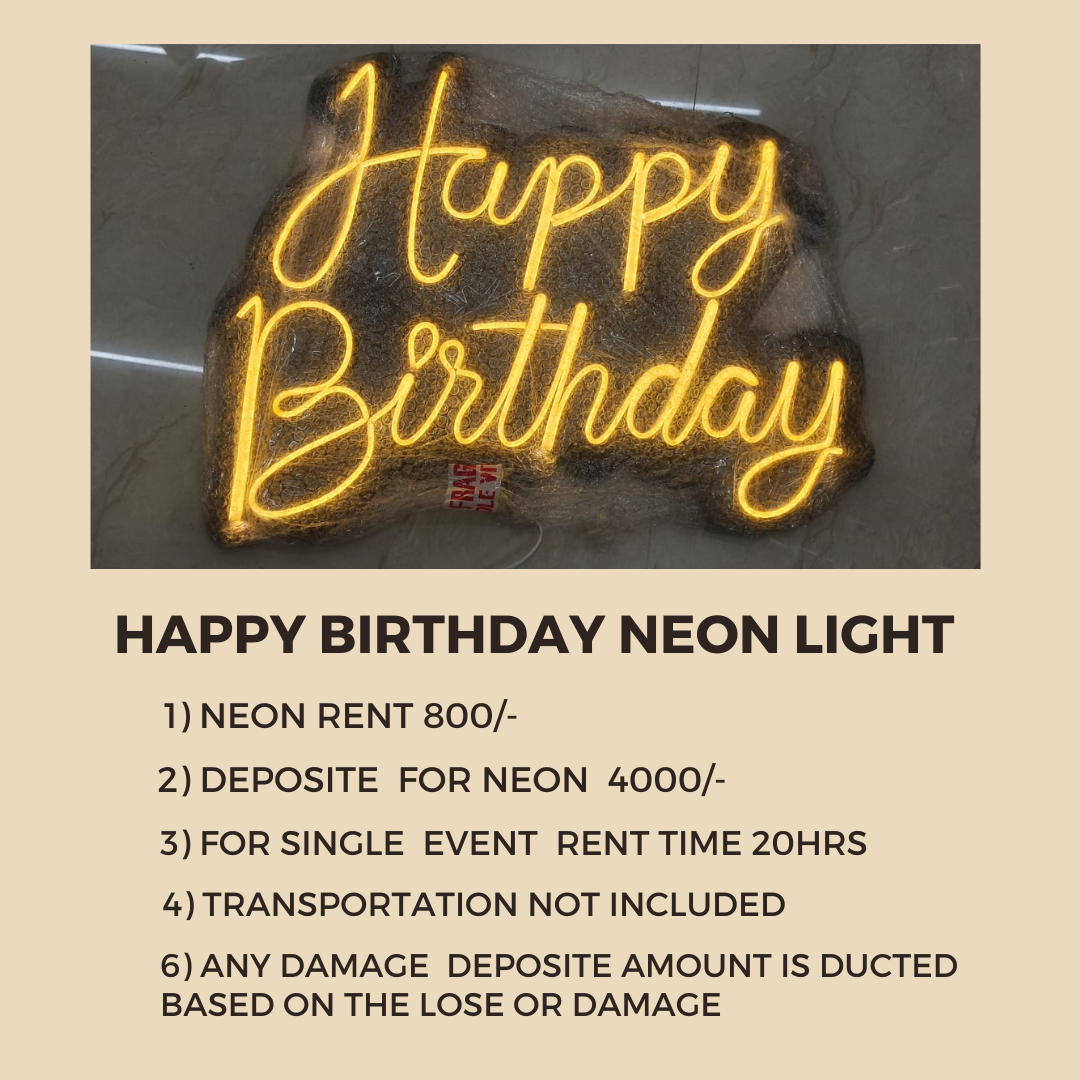Happy Birthday Neon Light Rent Available