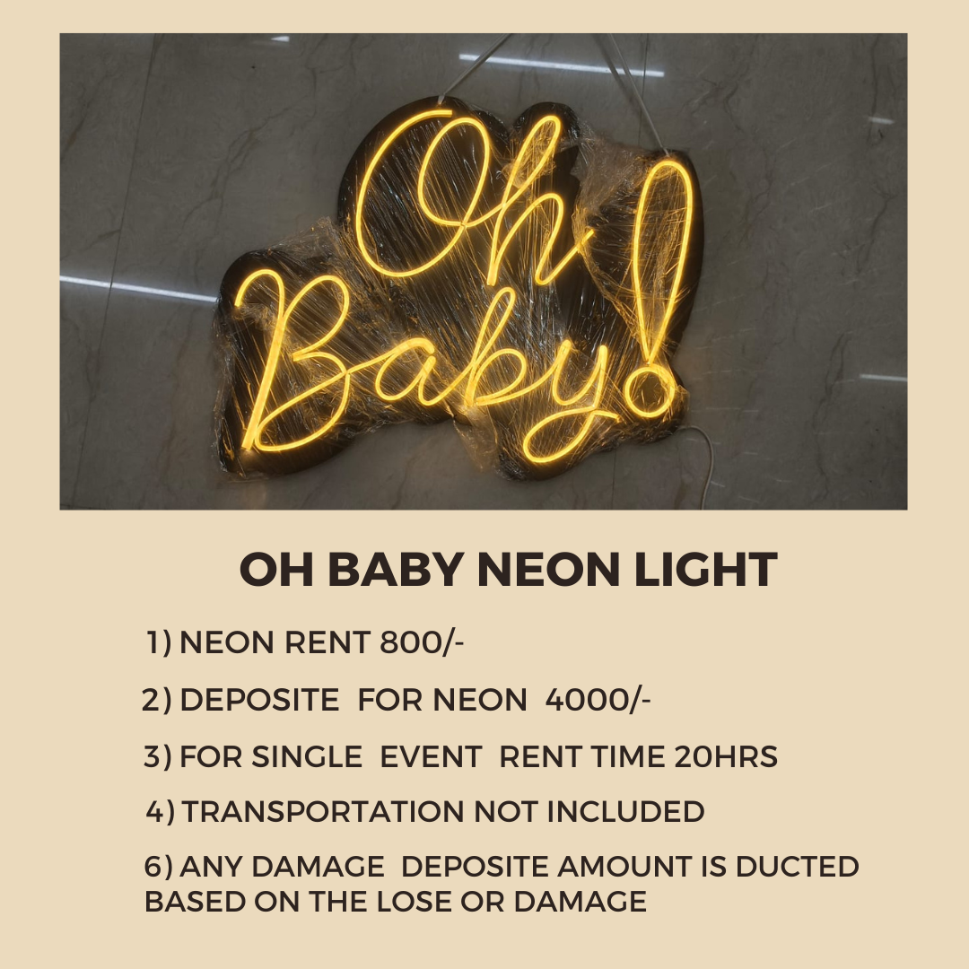 Oh Baby Neon Light Rent Available