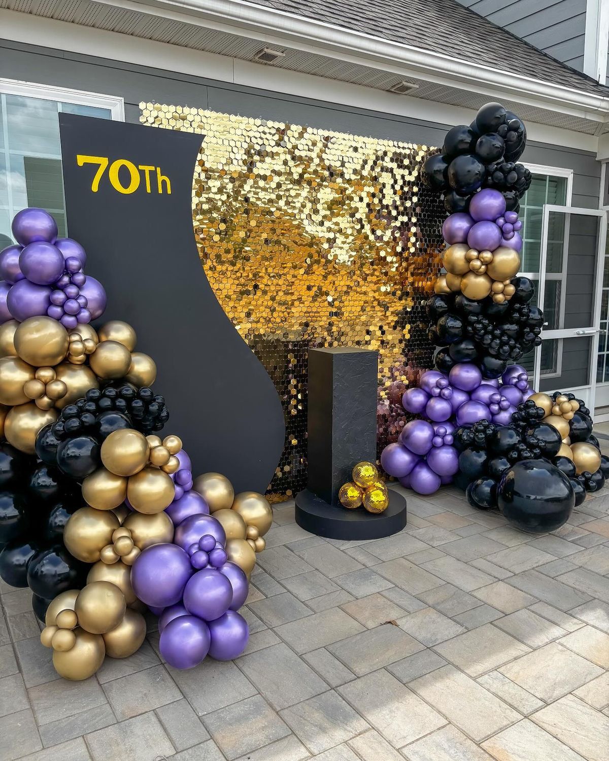 70th Birthday Decoration in Hyderabad | Luxury Black, Gold & Purple Theme by Hyderabadi Events