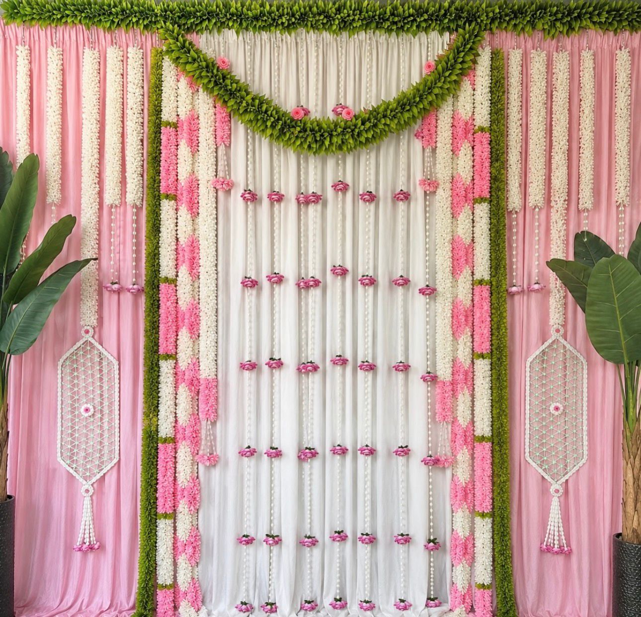 Pink Floral Sreemantham Backdrop Decoration