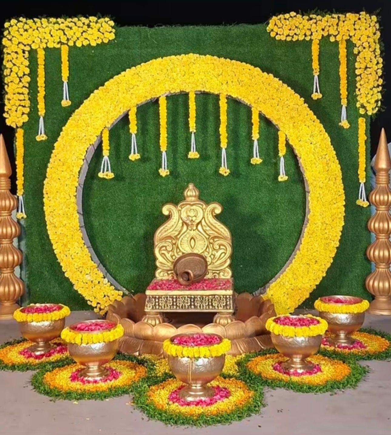 Circular Marigold Flower Backdrop Decoration