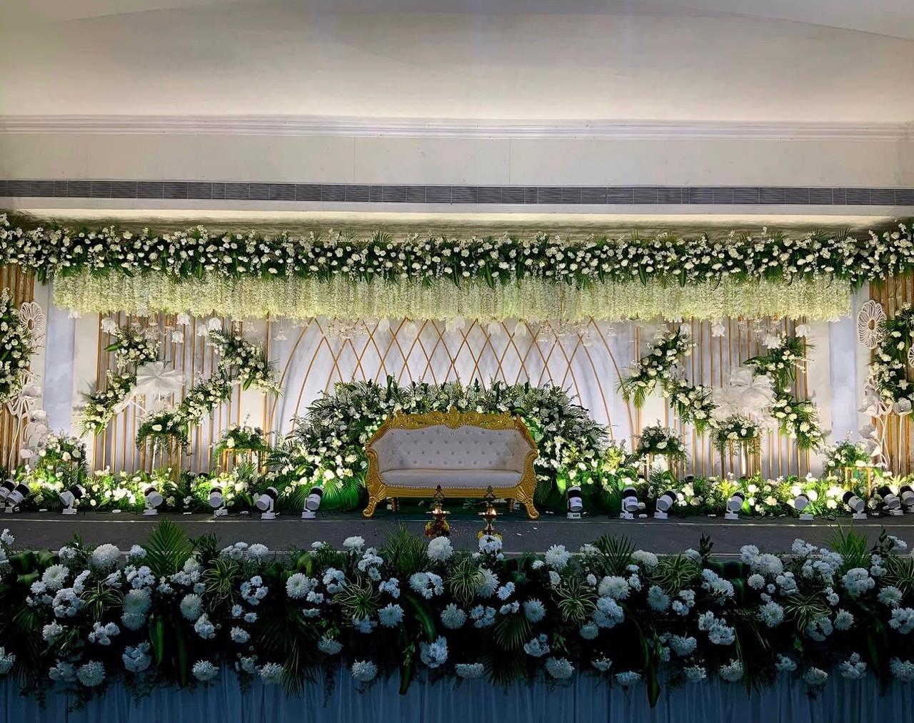 White and Gold Luxury Reception Stage