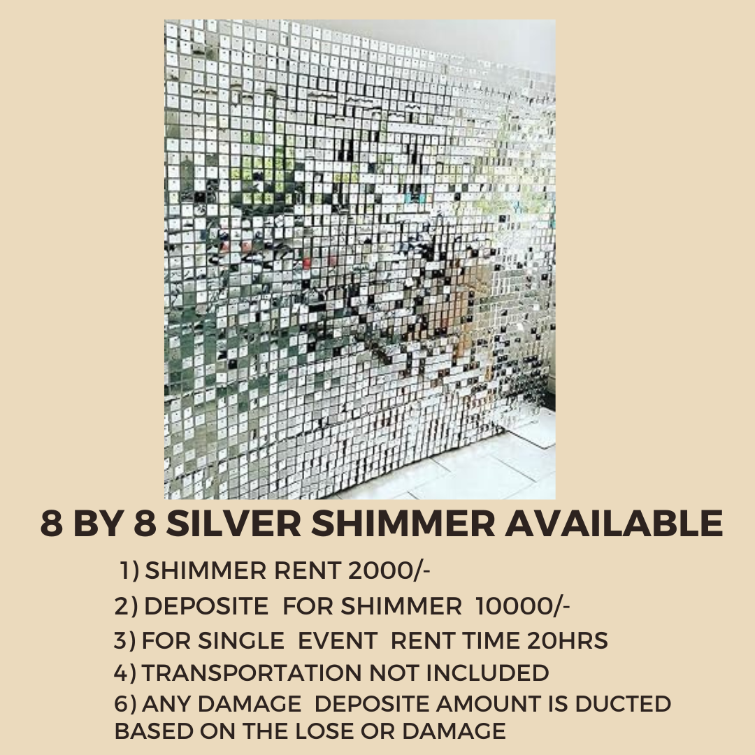 8 By 8 Feet Silver Shimmer Rent Available