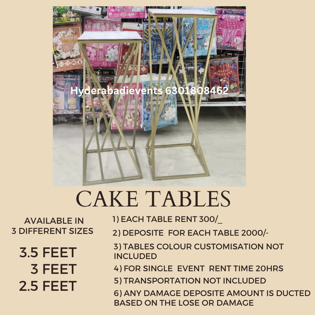 Cake Tables For Rent Available In 3 Different Sizes