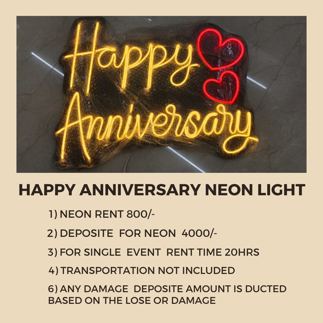 Happy Anniversary Neon Light Rent Available